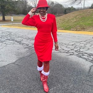 Vintage wrap Ruche fitted long sleeve maxi  dress